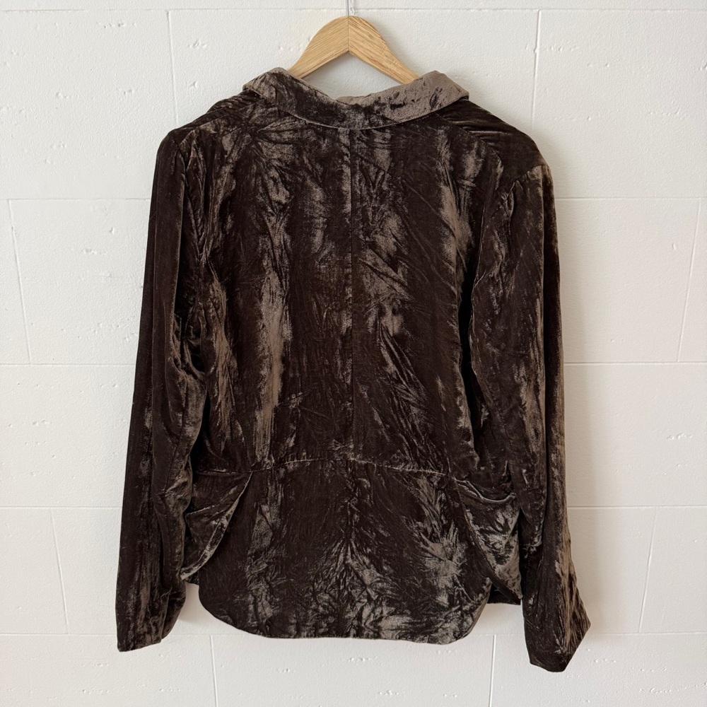 Anthropologie Cartonnier | Crushed Velvet Olive Green Blazer | Size 10 - Picture 7 of 7
